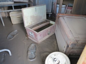inside the carriage with water damaged objects