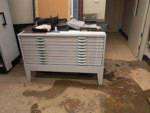 Mud through the collection room at Hinkler Hall.