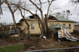JC Hubinger Memorial Hall directly after Cyclone Yasi, 2011